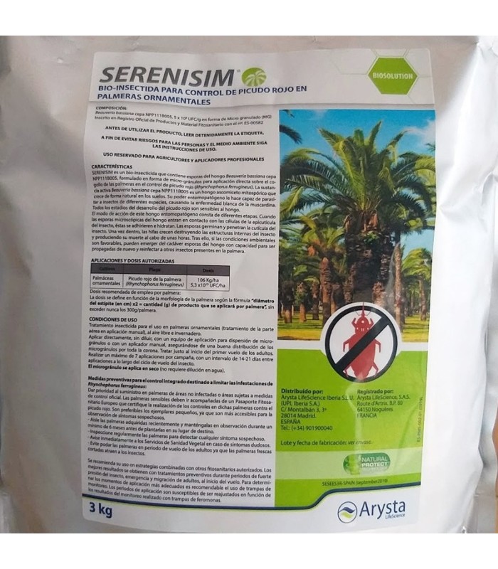 SERENISIM 3 Kg Beauveria bassiana contra picudo rojo