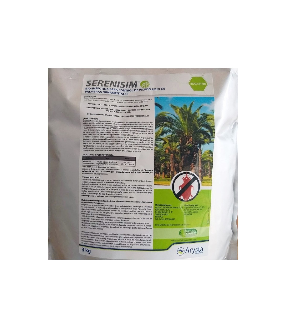SERENISIM 3 Kg Beauveria bassiana contra picudo rojo