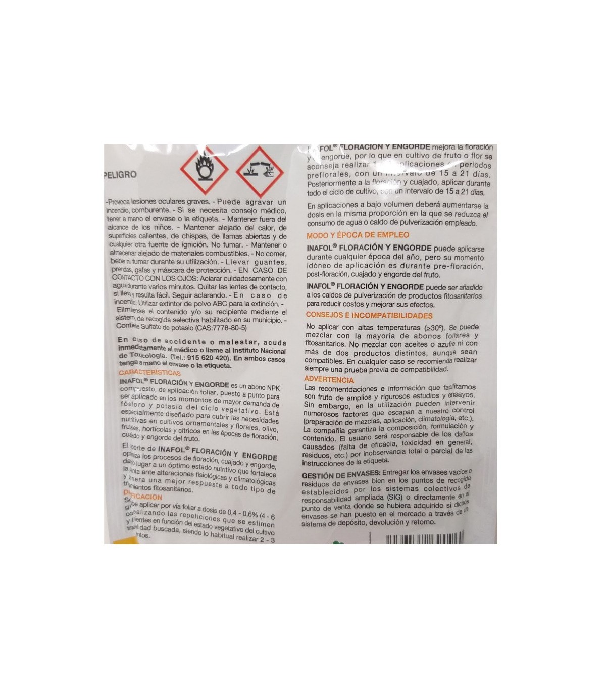 INAFOL floración y enforde 60 gr