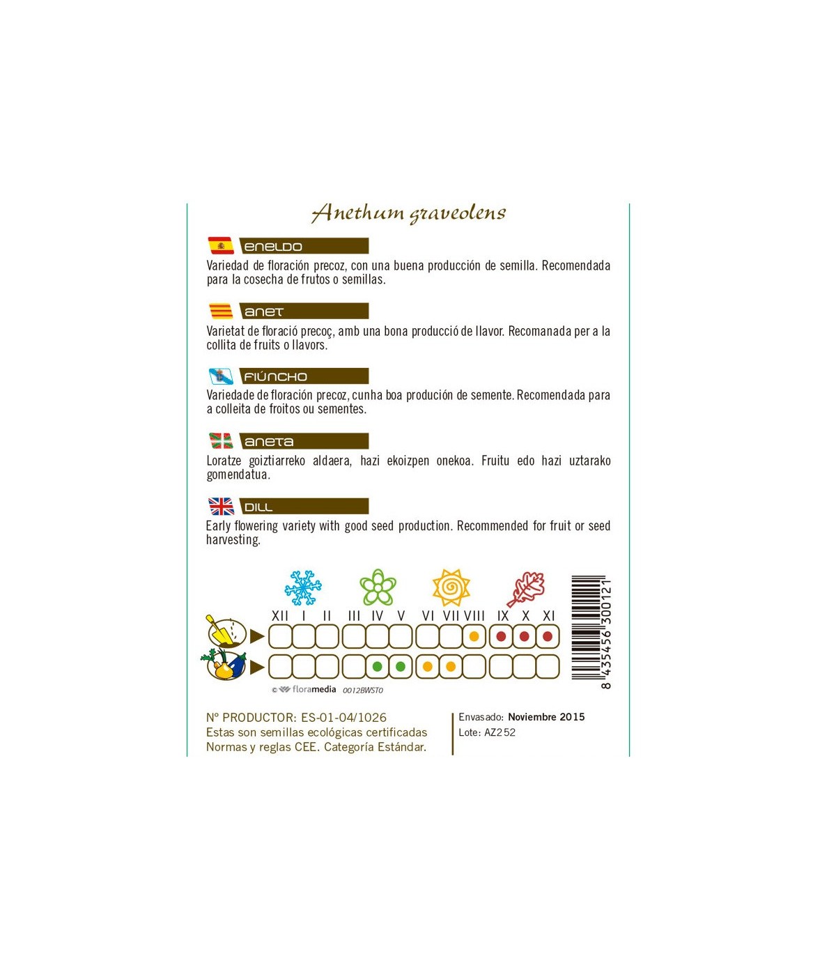 ENELDO Anethum graveolens semillas x 1 g