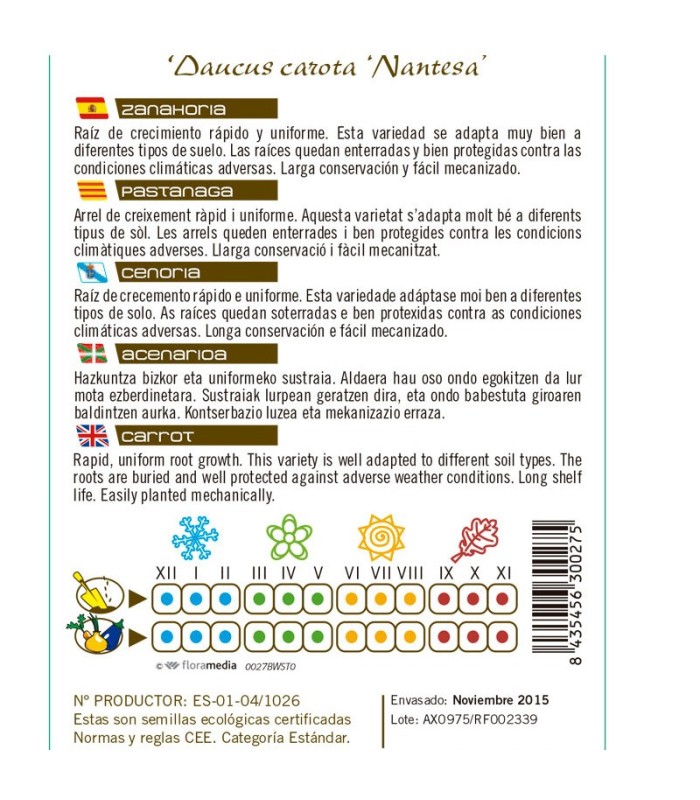 ZANAHORIA Dacus carota semillas x 1 g