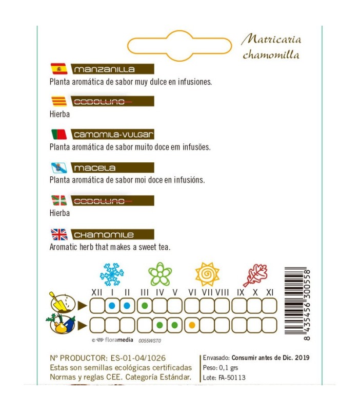 MANZANILLA Matricaria chamomilla semillas
