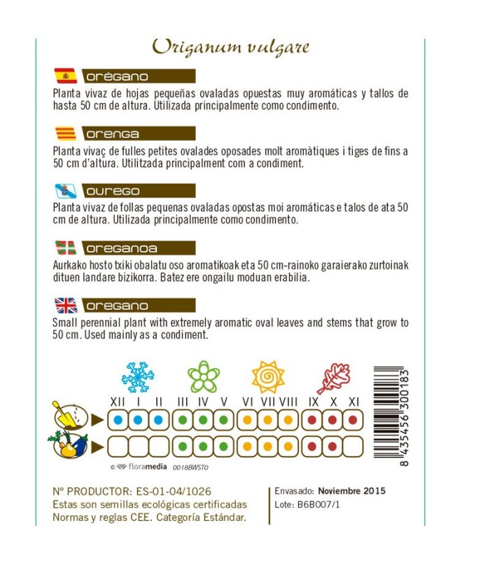 ORÉGANO Origanum vulgare semillas