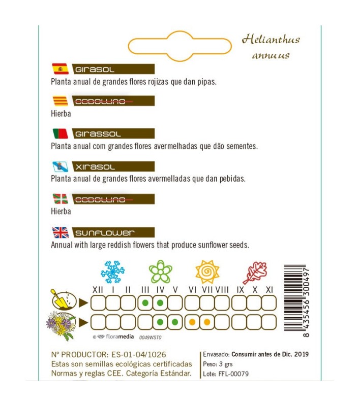 GIRASOL Helianthemum annuus semillas