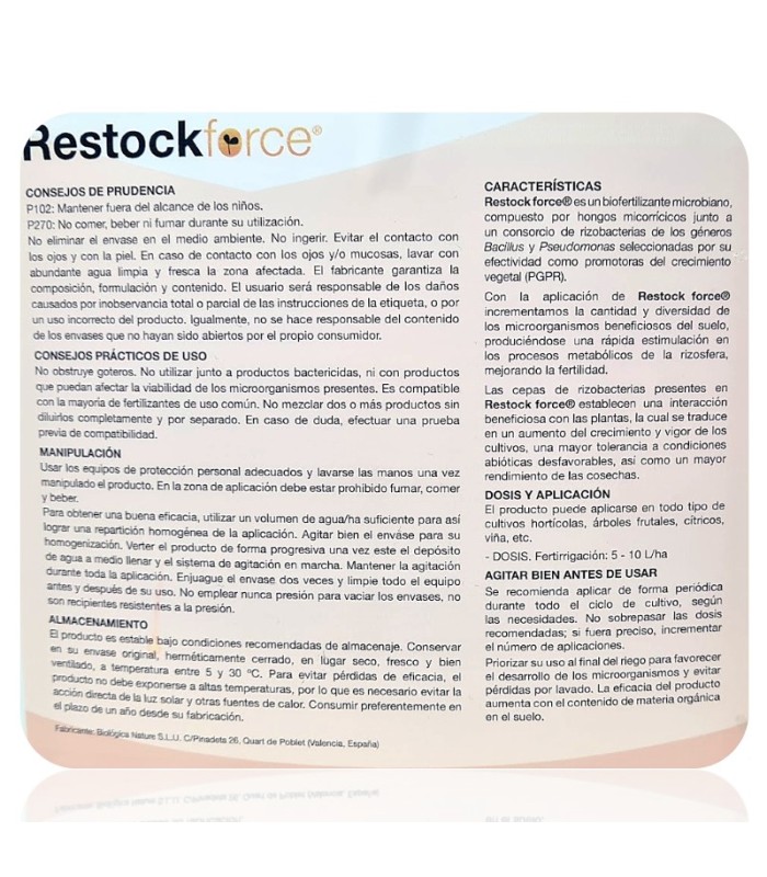 RESTOCK FORCE 5L biofertilizante microbiano