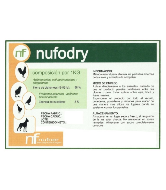 NUFODRY antiparasitario externo de aves y animales de compañía